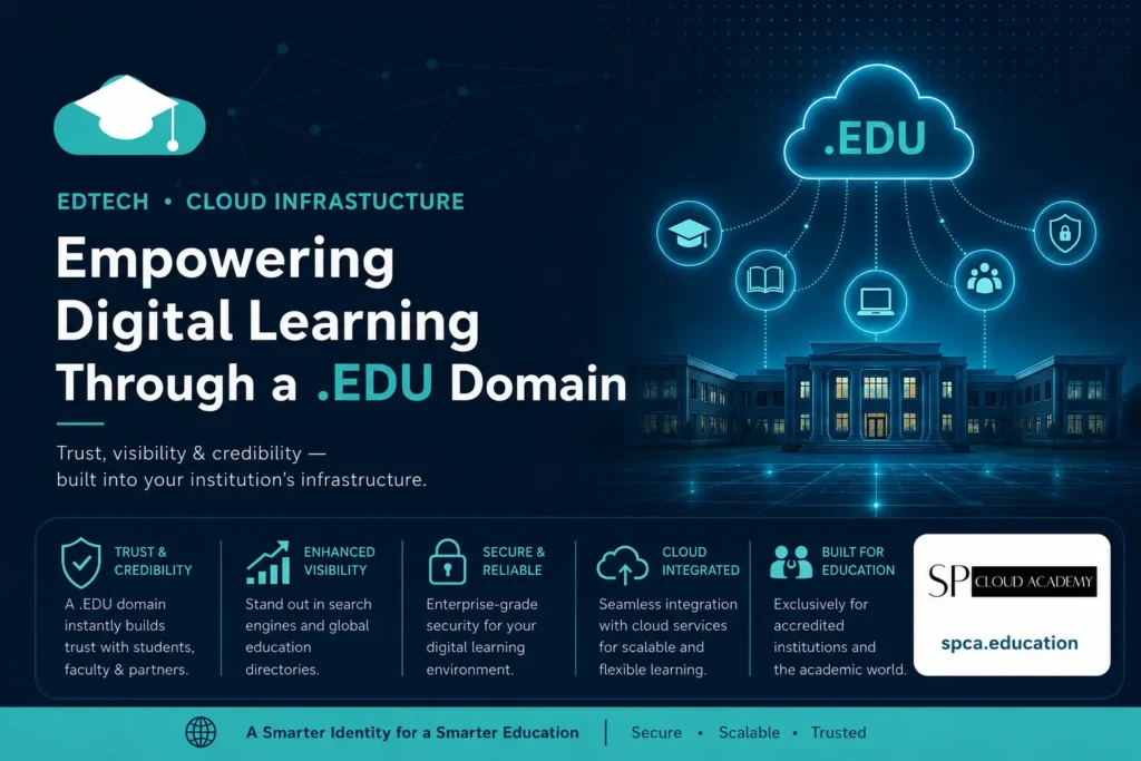 Empowering digital learning through a .EDU domain with secure cloud infrastructure, enhanced visibility, institutional trust.